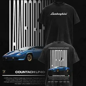 LAMBORGHINI COUNTACH LP400S Vintage Washed Oversized T-Shirt – Dark Car Graphic Tee, Car Streetwear Unisex Shirt