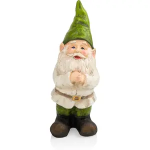 Alpine Corporation - 12" Tall Outdoor Garden Gnome Yard Statue Decoration – Playful Resin Gnome with Earthtone Colors - Durable, Weatherproof Lawn Sculpture for Patio, Deck, Yard