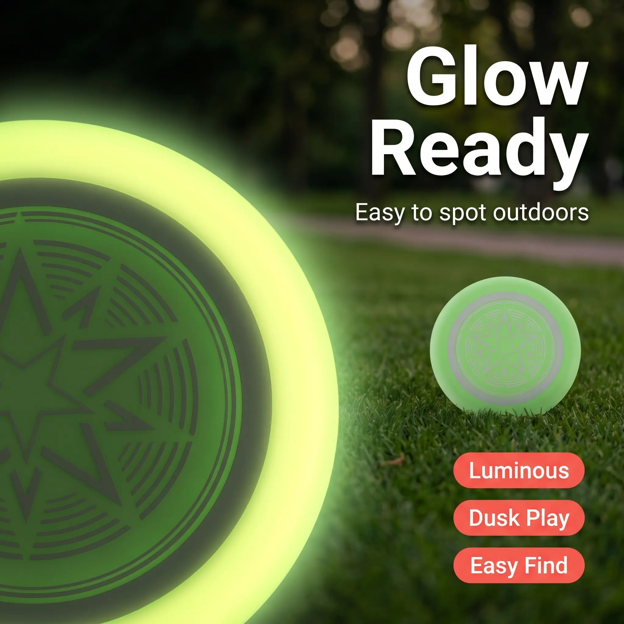 Soft EVA (Ethylene Vinyl Acetate) Plain Bite-Resistant Dog Frisbee, Gentle-on-Teeth Luminous Toy for Outdoor Dusk Play, Easy-Find Interactive Training Accessory