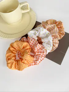 Colorblock Polka Dot & Plaid Print Scrunchie, Cute Hair Tie for Women & Girls, Minimalist Headwear Suitable for Thick Hair, Fashion Hair Accessories for Party, Daily Clothing Decor