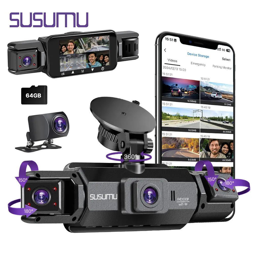 Dash Cam Front and Rear, Full HD Dual Dash Camera for Cars Built-in WiFi, 64GB Card, Car Camera with 4" IPS Screen, Clear Night Vision, HDR, App Contr