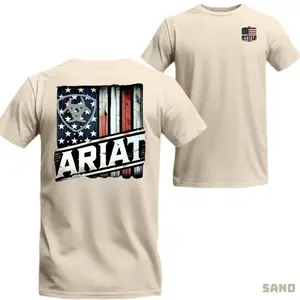 ARIAT T-shirt Vintage American Flag Graphic, Western Country Lifestyle, Great For Rodeo & Ranch Lovers Suitable For Cotton Menswear