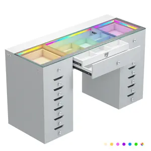 VANITII GLOBAL Makeup Vanities 15 Drawers Table Dressers With large storage RGB Bluetooth Mirror Bedroom Furniture