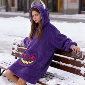 Devil Cold-Resistant Clothing - Short Style Womenswear Hoodie Sweatshirts Nightwear Loungewear Gowns Homewear for Cozy Comfort 100% Cotton dressing  gown eeyore  onesie