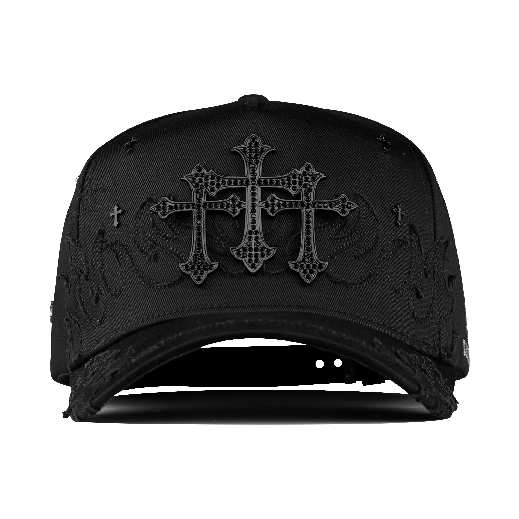 Limited Edition Black Snapback Hat with 3D Embellished Cross Logo, Adjustable Fit Streetwear Cap with Interactive NFC Chip, Black Cap, High Quality Hat, Casual Hat
