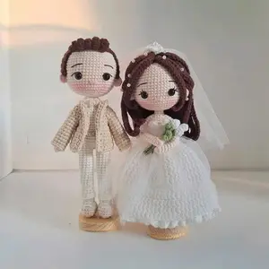 Handmade Crochet Wedding Couple – Bride & Groom Handmade Dolls  - Personalized Gift for engagement, Wedding, Anniversary Gift, and Valentine's Day
