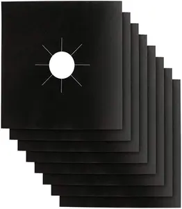 Stove Burner Covers - Gas Stove Protectors Black 0.2mm Double Thickness, Reusable, Non-Stick, Fast Clean Liners for Kitchen/Cooking. Stove top Covers Gas Burners Size 10.6" x 10.6" BPA Free(2 Packs) kitchenware
