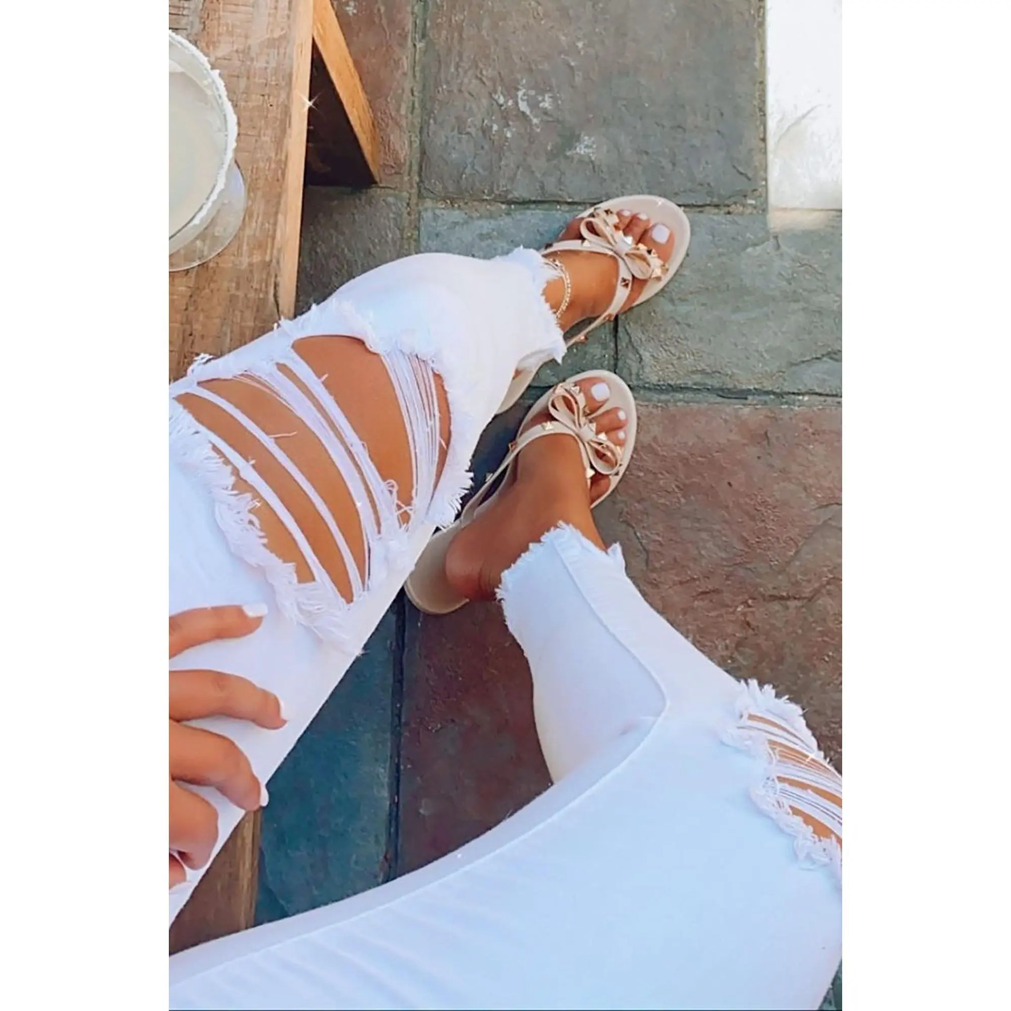 Studded Sister Flat Sandal - Blush