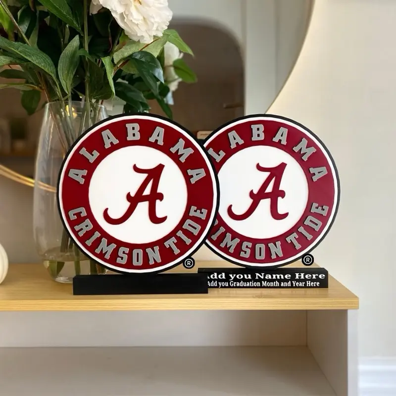 University of Alabama 3D Printed Desktop Sign 9 Tall Crimson Tide Decor Bama Desk Nameplate Alabama Fan Gift College Office Decor Roll Tide Sign