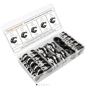 Stainless Steel Cable Clamp Kit, 52-Piece Assorted Sizes (6.5mm-16mm) with Storage Box, Compatible with 1/4'' 5/16'' 3/8'' 1/2'' 5/8'' Wire Rope, Industrial Tools & Hardware Fittings for Outdoor Use