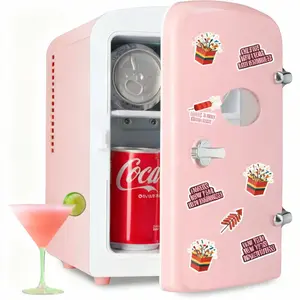 iPower Christmas Aesthetic Mini Fridge with Stickers 4L Portable Cooler & Warmer for Skincare Cosmetics Travel Freon-Free Energy Efficient Quiet 100V Home 12V Car Power Unique Gift