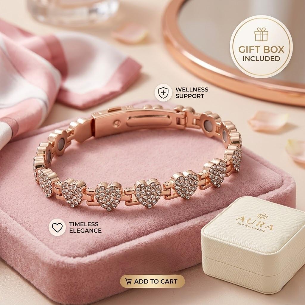 Pure Copper Magnetic Bracelet for Women Adjustable Copper Bracelet with Strong Magnets & CZ Charm Sparkling Jewelry Gift