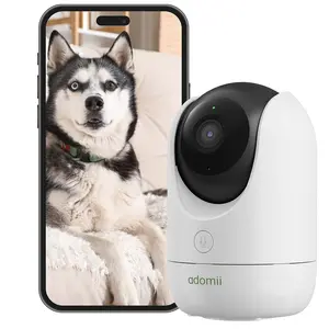 Adomii 2K Indoor Security Camera with Pan Tilt Night Vision & Two-Way Audio for Pet Monitoring and Real-Time Alerts Easy Installation 24/7 Recording SD Card Not Included