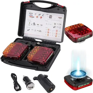 Wireless Trailer Lights Magnetic,2025 New Wireless Magnetic Trailer Lights,Portable Led Tow Tail Lights Kit Rechargeable Waterproof With Powerful Suction Base For Vehicle, Trucks, Boats, Rvs