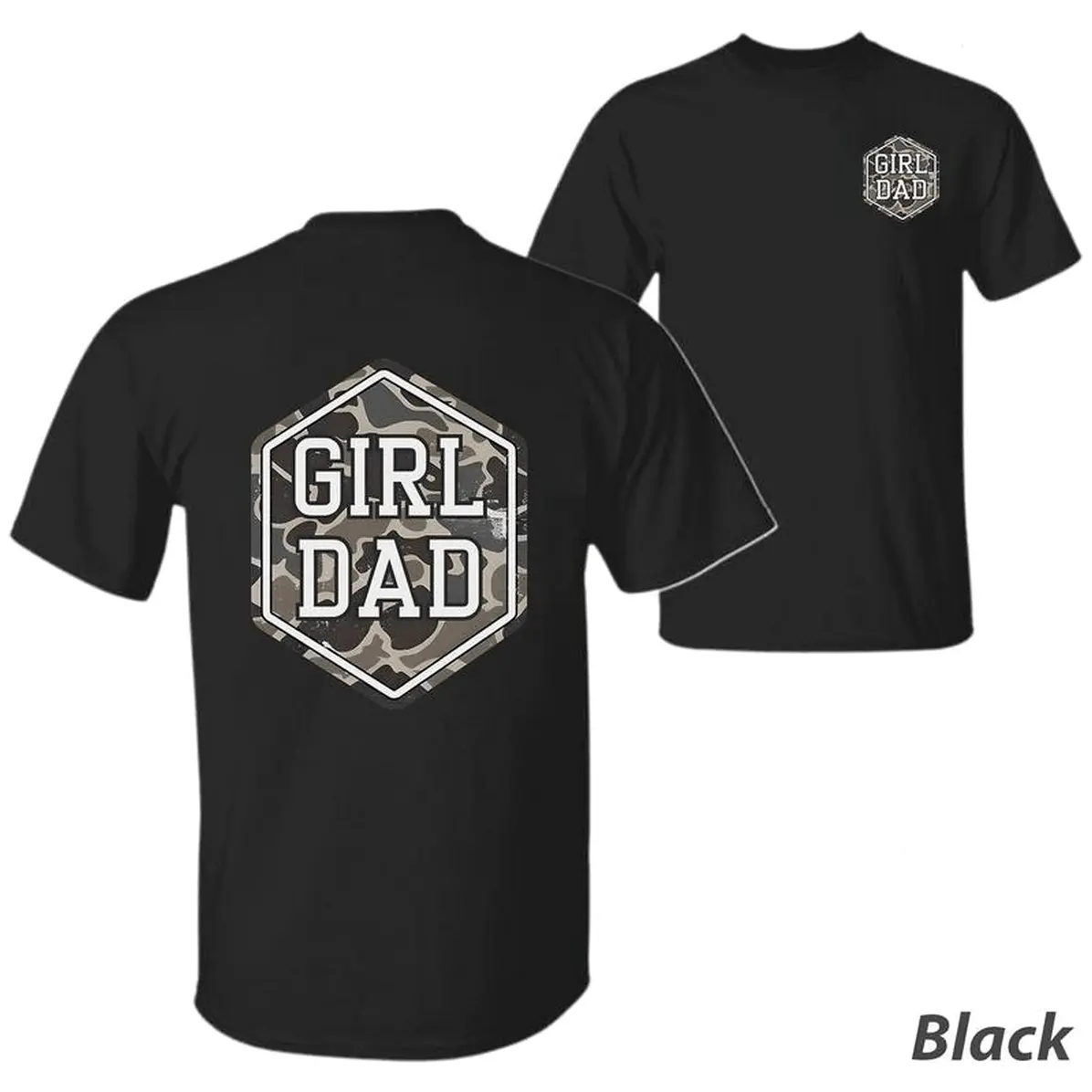 Men's Stylish Camo Streetwear Graphic Cotton T-Shirt, Soft Fabric Print Casual Short-Sleeve Round Neck Tee, Proud Girl Dad Gift from Daughter, Casual Basic Tee, Tshirt, Top, All Seasons, Camouflage Print, Lightweight Fabric, Stretch, Athletic