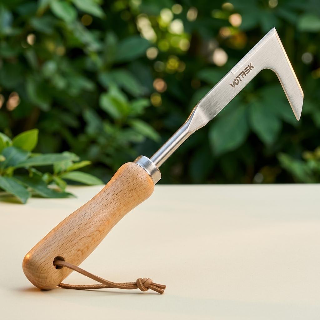 VOTREK Fathers Day Gift Crack Weeding Tool Stainless Steel Manual Grass Puller Beech Wood Handle for Sidewalk Driveway Patio Paver Narrow Wall Gaps Garden