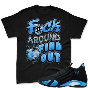 University Blue Black Match Shirt, University Blue Black Sneaker Shirt, Blue Sneaker Outfit Tee, Trendy Streetwear Graphic T-Shirt, 100% Cotton