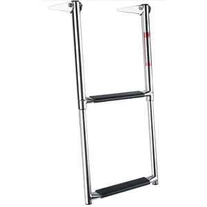 2 Step Boat Ladder Stainless Steel Telescoping Pontoon Boat Ladder Folding Ladder Dock Swim Ladder for Marine Boat Yacht