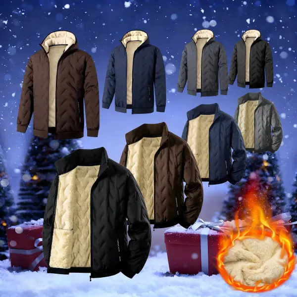 Multiplayer Game - Earth Survival Online men's warmwear gear - Men's fleece hooded jacket, Men's fleece stand-collar jacket, polyester outer shell & filling (350 GSM), Men's quilted long-sleeved jacket