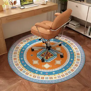 Southwestern/Navajo Style Pattern Round Rug 3.3ft, Circular Indoor Outdoor Kitchen Rug Washable Farmhouse Carpet, Contemporary Non Slip Round Door Mat for Bedroom Front Porch