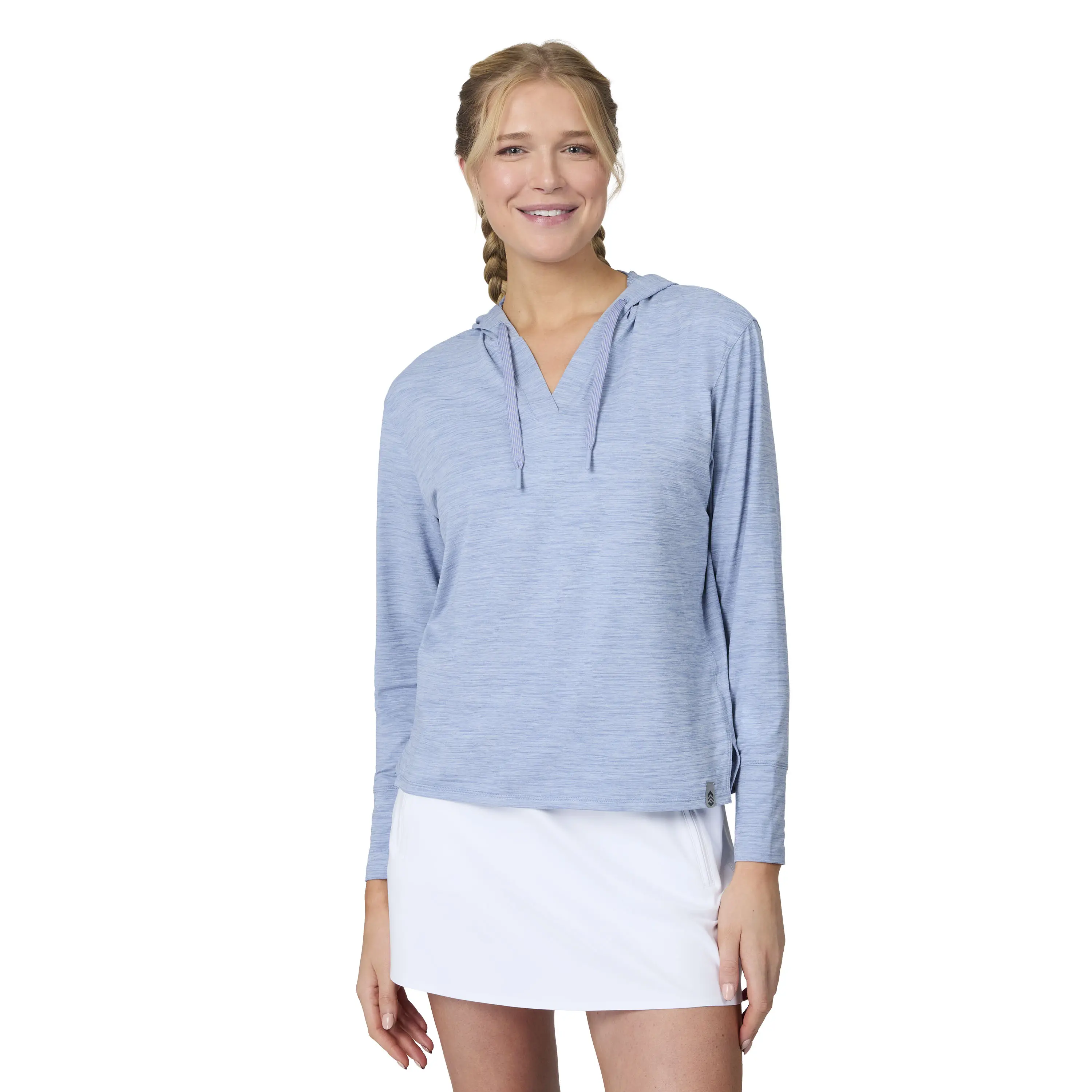 Free Country Women's Cloud Knit V-Neck Hoodie, Lightweight, Sweatshirts, Breathable, Drawstring, Long Sleeves