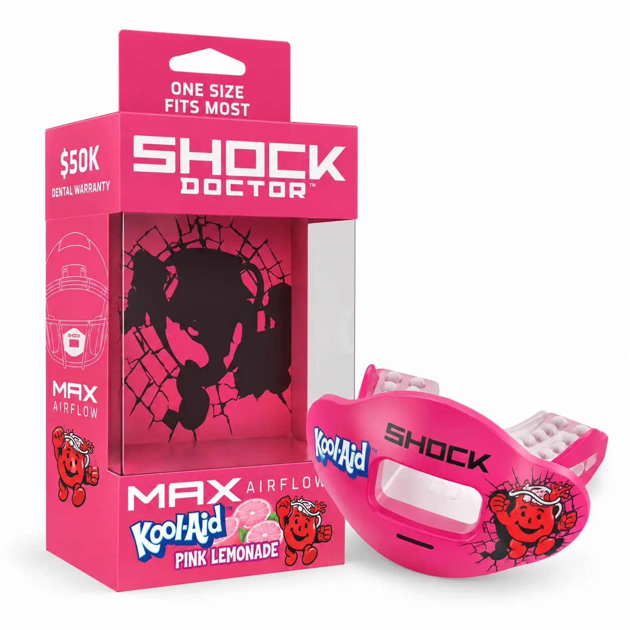 Shock Doctor Kool-Aid Max AirFlow Football Mouthguard - Full Mouth Protection Compatible with Braces, Lip Guard, Instant Fit Mouthguard for Football