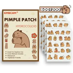 Capibara Pimple Patchs, 600/200 Count Hydrocolloid Cover, Invisible Under Makeup, High-Quality Daily Use & Photo Props
