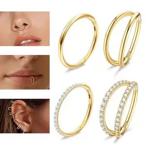 4-piece Set of 316 Steel Earrings - Nose Nail Double Loop, Unisex Minimalist Party Music Festival Decoration, Durable To Create Exquisite Luster, Suitable for Body Piercing
