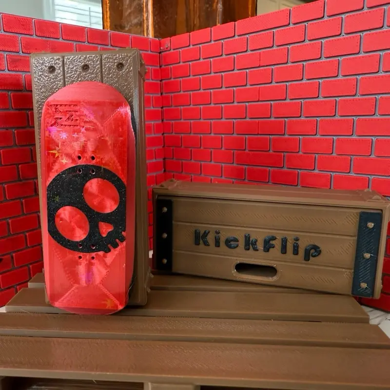 KickFlip | EDC Flip Tricks Premium Fidget - Dual Sided Magnetic Slider - Haptic Skateboard Fidget - Include Deck Crate