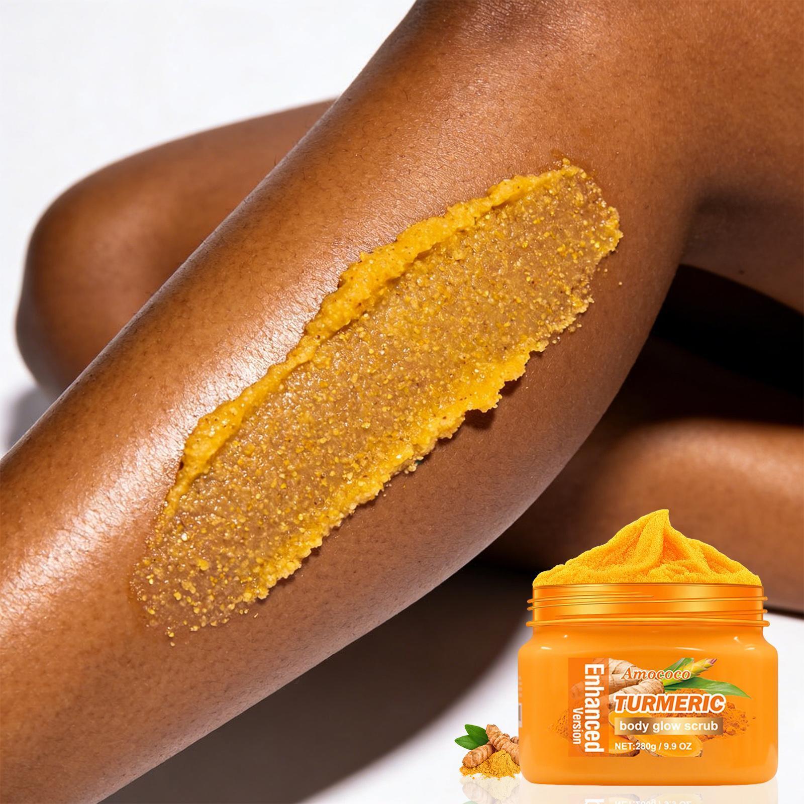 Turmeric Nourishing Scrub 280g - Infused with natural turmeric extract and moisturizing ingredients. Gently exfoliates while deeply hydrating the skin, leaving it smooth, supple, and radiant.
