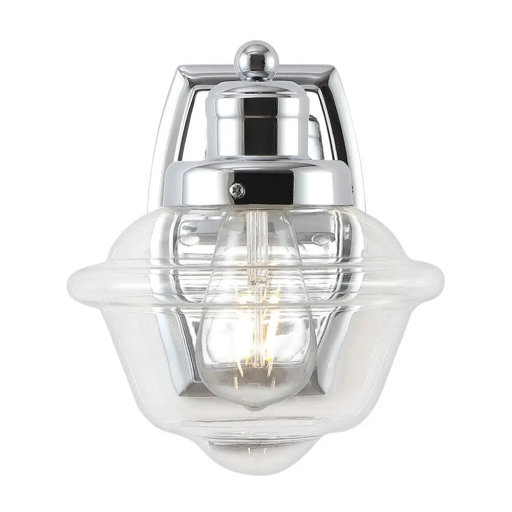 JONATHAN Y Orleans Coastal Iron-Glass Schoolhouse 4W LED Vanity Mirror Lighting Wall Lamp - 1 Socket Mid-Century Eco-Friendly Fixture, Warm Glow Indoor Use Decor, AC Power Supply Wall Lamps
