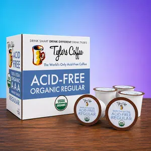 Tyler's Coffee Regular Single Serve Cups (16 ct.) - Acid-Free, Organic, Drinkware with Lid