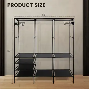 Seasonal promotion Sturdy Metal Garment Rack - 63x67 Inches Freestanding Closet Organizer - Space-saving Storage Shelf for Clothes, Adjustable Wardrobe Solution - Ideal for Home & Retail Shops with Fashionable Design Storage Organizers
