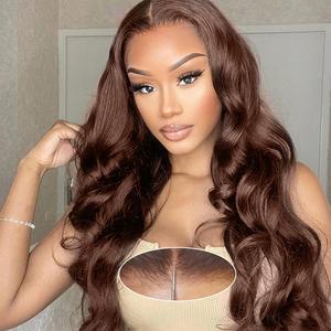 Bling Hair Chocolate Brown Glueless Wig Human Hair 180% Density No Glue Ready To Wear Body Wave Pre Cut 7x5 Lace Closure Wigs 13x4 Lace Front Wigs For Women