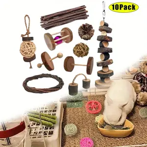 10PCS Rabbit Chew Toys Hamster Chew Toys Kit Bunny Teeth Care Molar Toys Ideal for Rabbit, Guinea Pig, Chinchilla, Hamster, Squirrel, Gerbils Etc Small Rodent Pets' Teeth Grinding - Home Improvement.