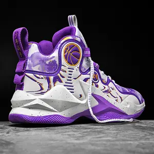 Men's official genuine basketball shoes, high-top sports shoes for spring and summer, suitable for students, wear-resistant, anti-slip, shock-absorbing, breathable basketball shoes.