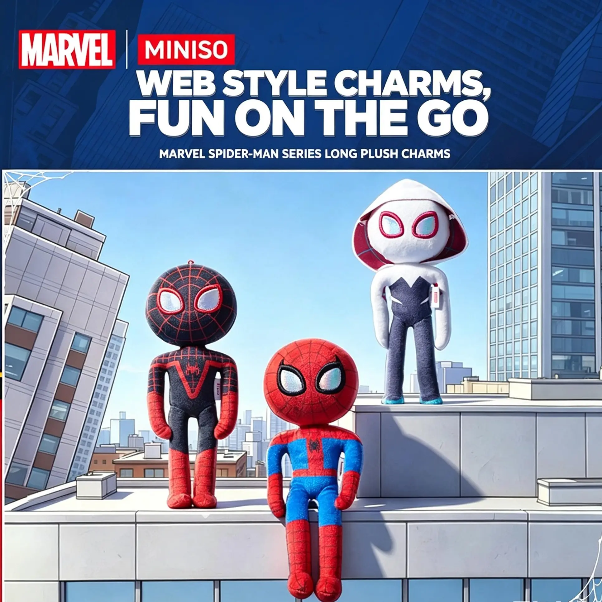 Marvel Spider-Man Series Long Plush Charm, Cute Cartoon Bag Pendant, Portable Accessory & Creative Gift, Back To School