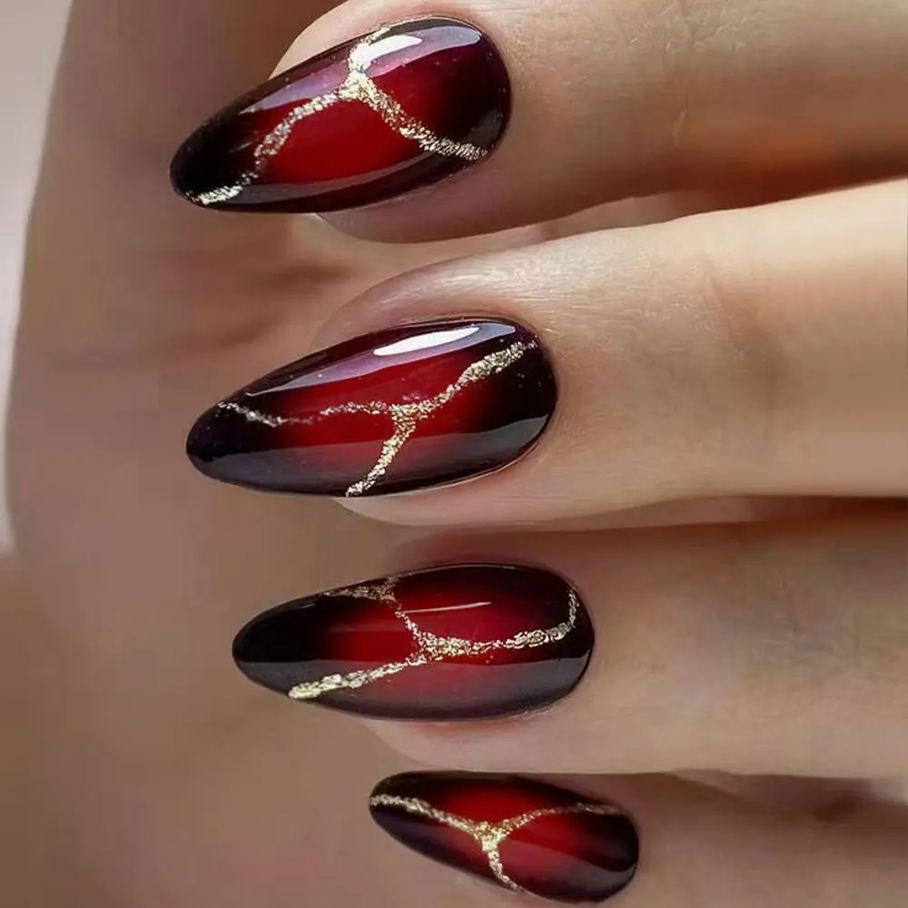 Almond Press-On Nails, Glossy Finish, Medium Length, Removable, Durable, Perfect for Daily Wear, Parties, Home Events