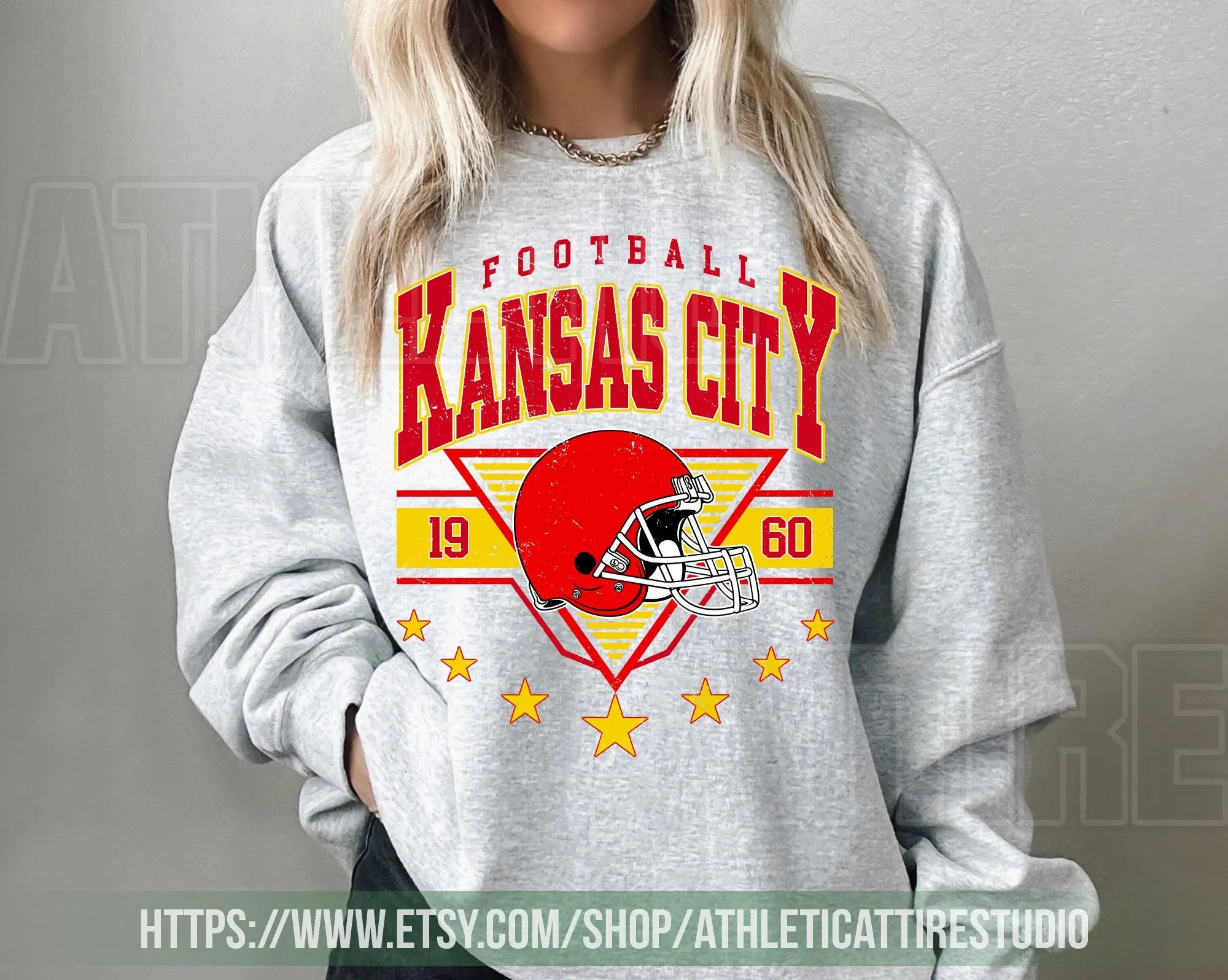 [Sale Up To 50%] Kansas City Football Vintage Sweatshirt,  Kansas City Football Crewneck,  Football Sweatshirt,  Kansas City Fan Gifts, Gift For Fan, Trendy USA Cotton Fabric