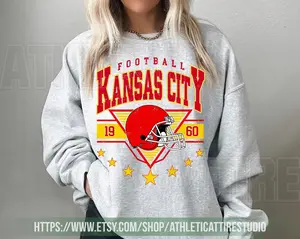 [Sale Up To 50%] Kansas City Football Vintage Sweatshirt,  Kansas City Football Crewneck,  Football Sweatshirt,  Kansas City Fan Gifts, Gift For Fan, Trendy USA Cotton Fabric