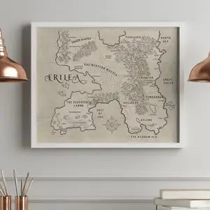 Erilea Map Poster Print, Throne of Glass Fantasy World Map Wall Art, Sarah J Maas Inspired Bookish Decor for BookTok Readers