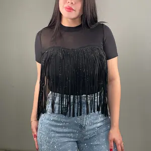 Camelia's Cowgirl Fringe Top With Mesh - True To Size & Stretchy