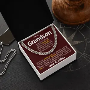 To My Grandson - Feel My Love  Cuban Link Chain Necklace