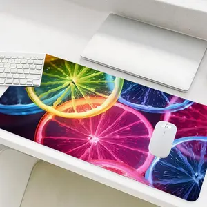 Neon Colorful Lemon Pattern Mouse Pad, Rectangle Gaming Mouse Pad, Office Desk Keyboard Mat for Home Office Game, Gaming Desk Accessory
