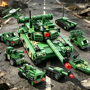 691pcs Military Theme 6-In-1 Field Tank Model Kit, Interlocking Abs Blocks, Educational Fun Assembly Toy, Ideal Gift for Boys Aged 6+
