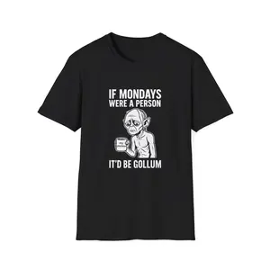 Funny Gollum Themed T-Shirt, Unisex Graphic Tee, Perfect for Monday Humor, Gift for Geeks, Casual Wear, Pop Culture Tees