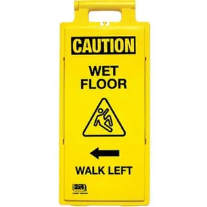 PRO-SAFE Plastic A-Frame Wet Floor Sign - 11x24 in Polypropylene, Black-on-Yellow English Text, Left/Right Walk Direction Indicator, for Restroom Janitorial Use, Model 03-600-35
