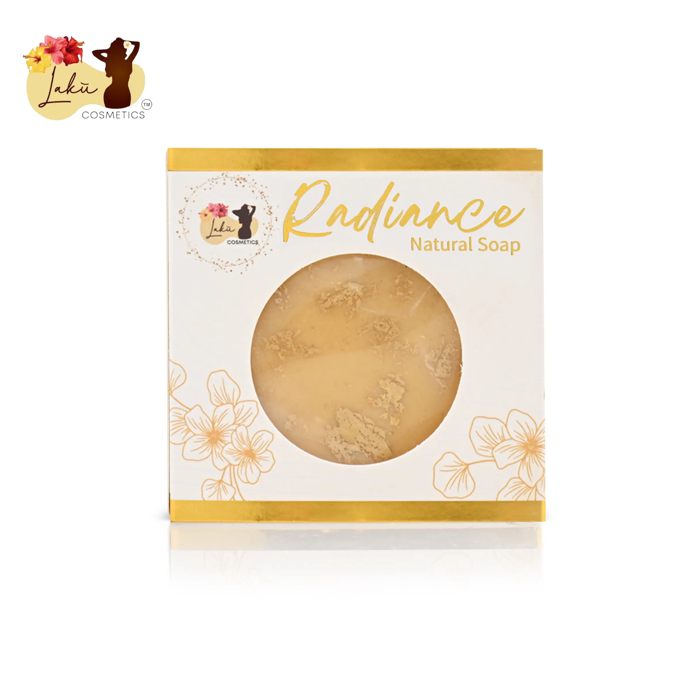 Laku Cosmetics Turmeric Gold Foil Soap 4 oz - Natural Handmade Cleansing & Nourishing Body Wash for Radiance & Skin Repair