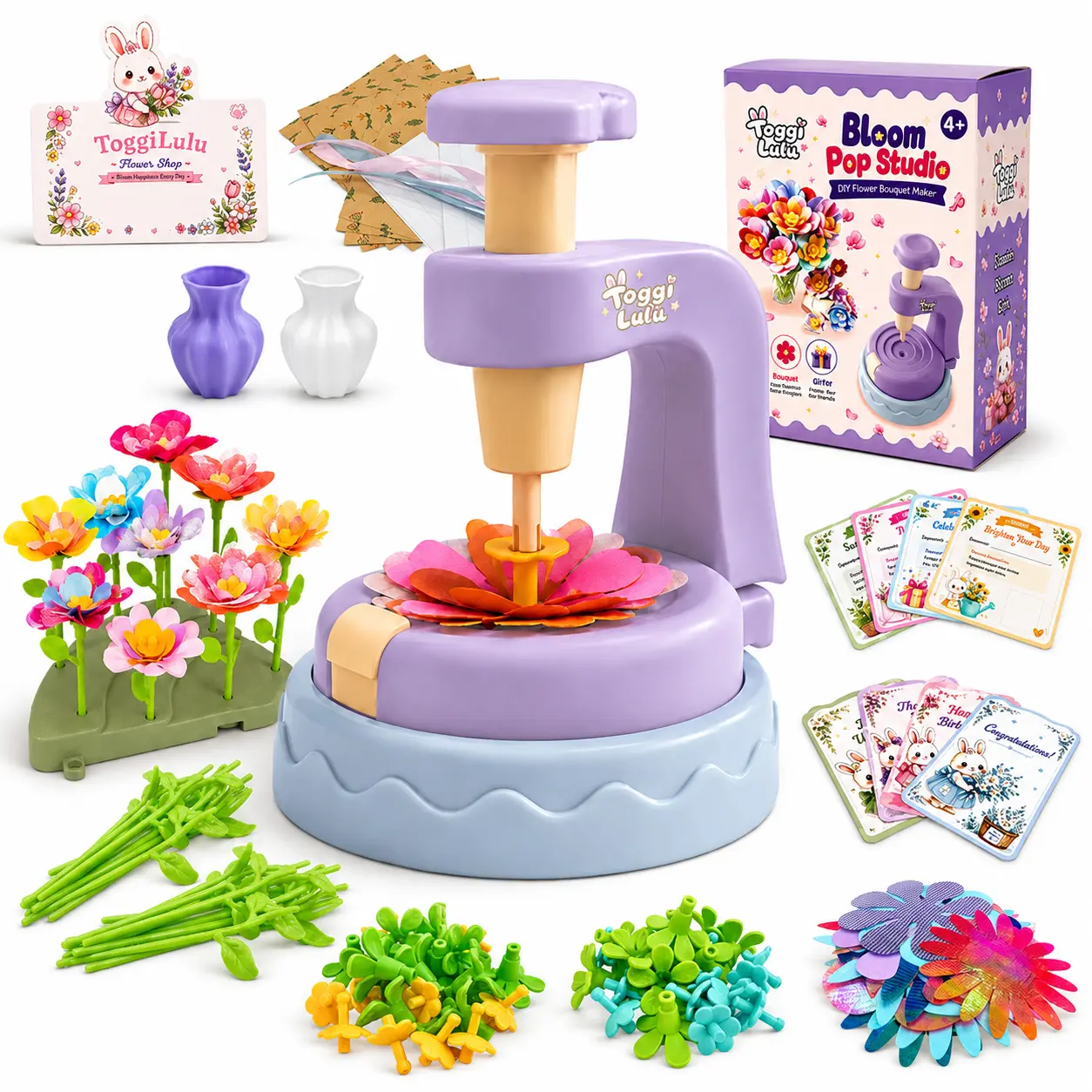 Toggi Lulu DIY Flower Press Maker Kit for Kids, Creative Arts & Crafts Toy, Screen-Free Flower Making Activity Set, Pretend Play Craft Kit, Back to School Activity & Gift for Girls & Boys