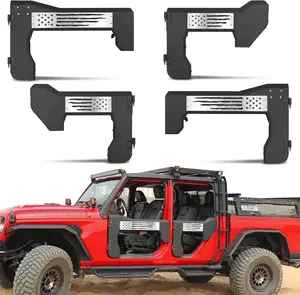 MONOKING 4 PCS Front Rear Battle Axe Styling Half Doors for 2018-2026 Wrangler JL & Gladiator JT 4-Door, Heavy-duty Carbon Steel Off-Road Doors with Molle Panels, Cup Holder & Paintable Flag Edge
